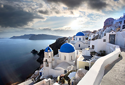 Fototapeta Soumrak nad Santorini , grécko greece ostrov island